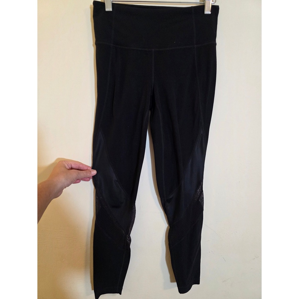 Athleta High Waisted Mesh Panel Leggings Black Small Tall 871034-00 Yoga Pants